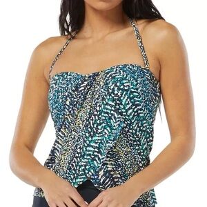 NWT Vince Camuto Women's Printed‎ Draped Tankini Top (Lg, Midnight Multi)